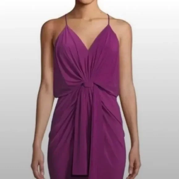 misa purple dress Printed Ruffle Embellishment Dress